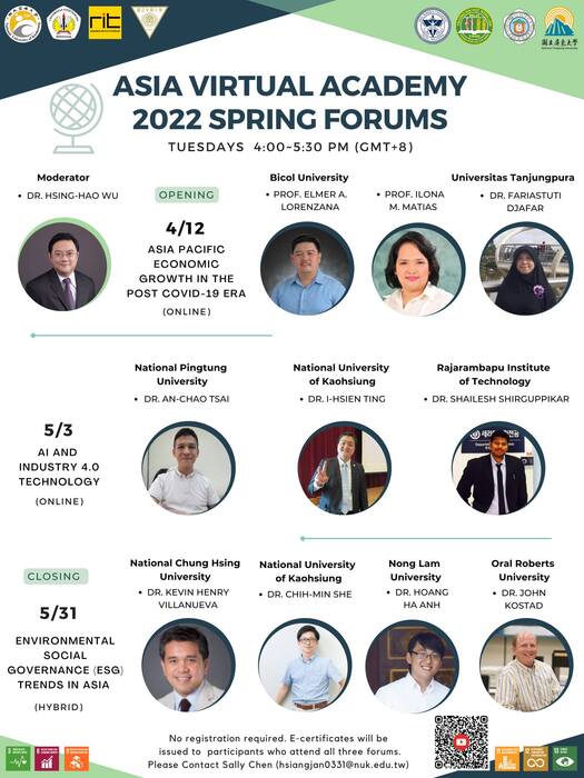 【活動轉知】國立高雄大學舉辦 2022 Asia Virtual Academy 春季線上論壇圖片
